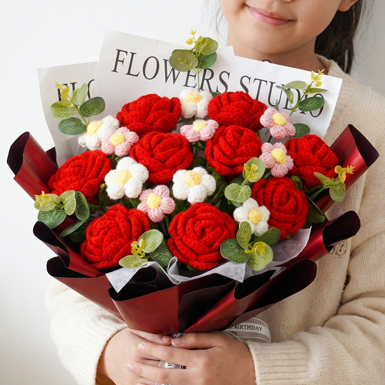 Hand Crocheted Flowers (9 Buds)