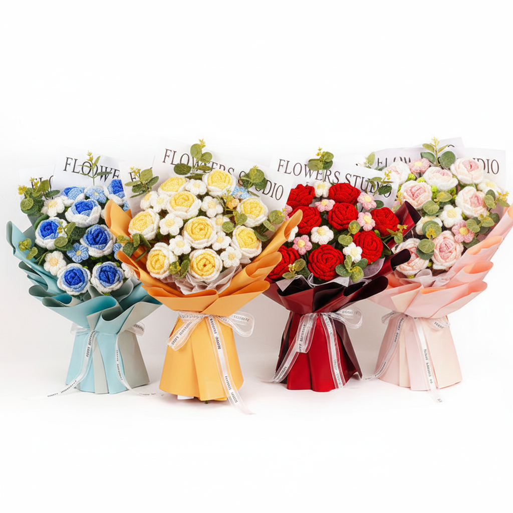 Hand Crocheted Flowers (9 Buds)