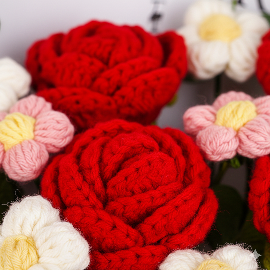 Hand Crocheted Flowers (9 Buds)